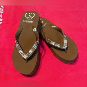 Lady Lanell's Couture Platform Beach Swarovski crystal Bling Flip Flop Sandals